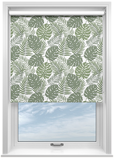 Lush Palms, White - Roller Blind